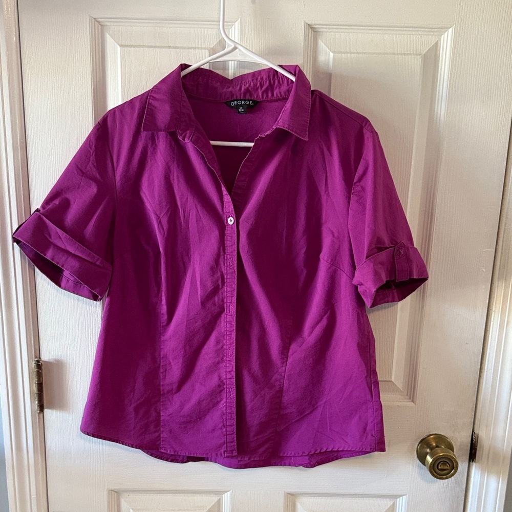 George Women's Magenta Button-Down Shirt